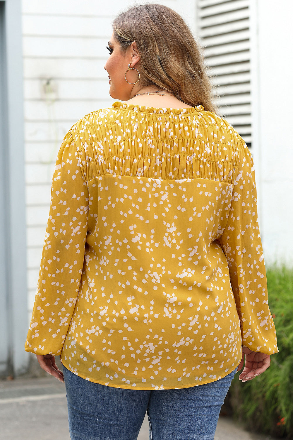 Yellow Floral Print Blouse