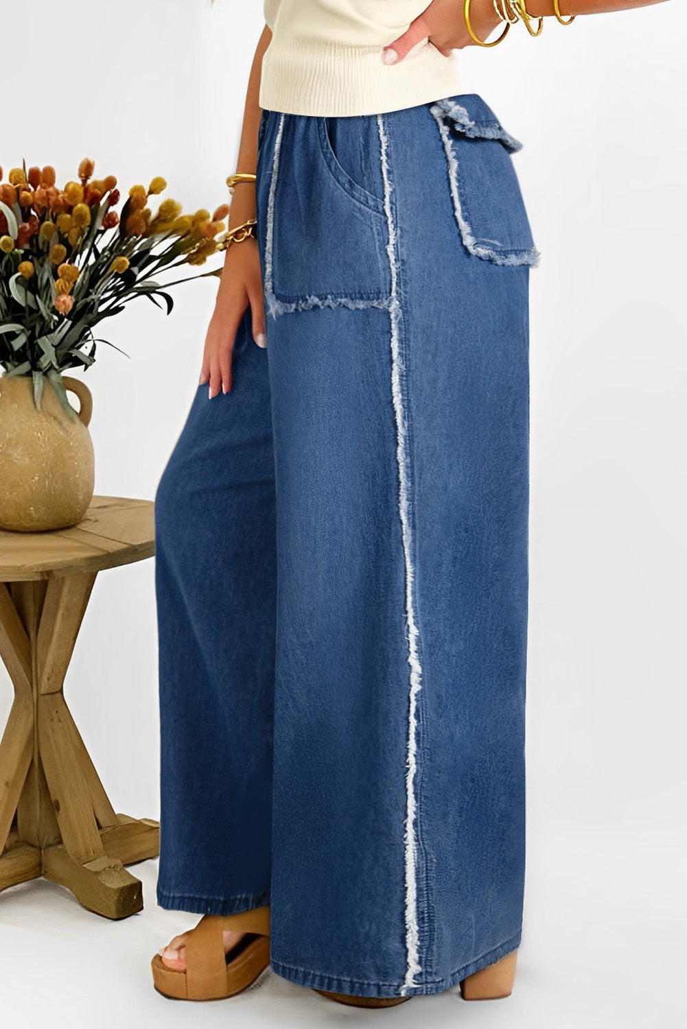 Sail Blue Chambray Loose Pants