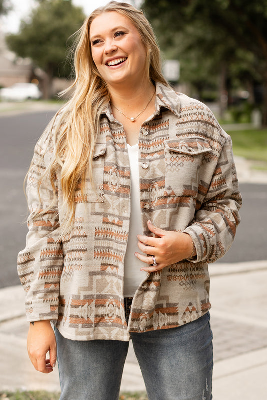 White Aztec Geometric Jacket