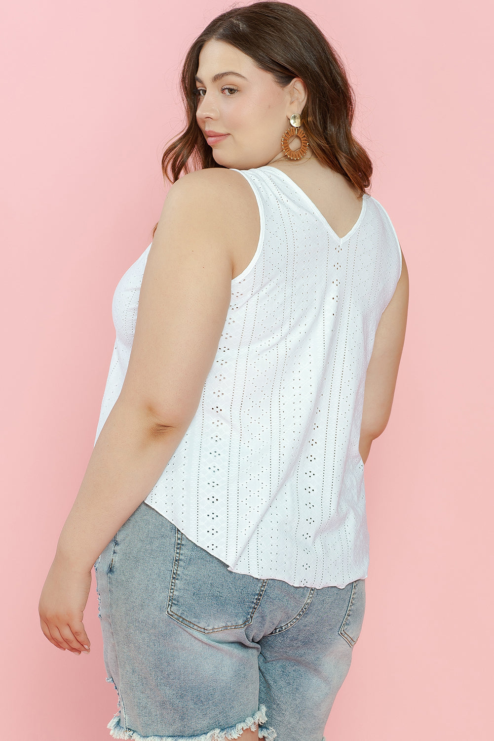 White Guipure Eyelet Lace Tank Top