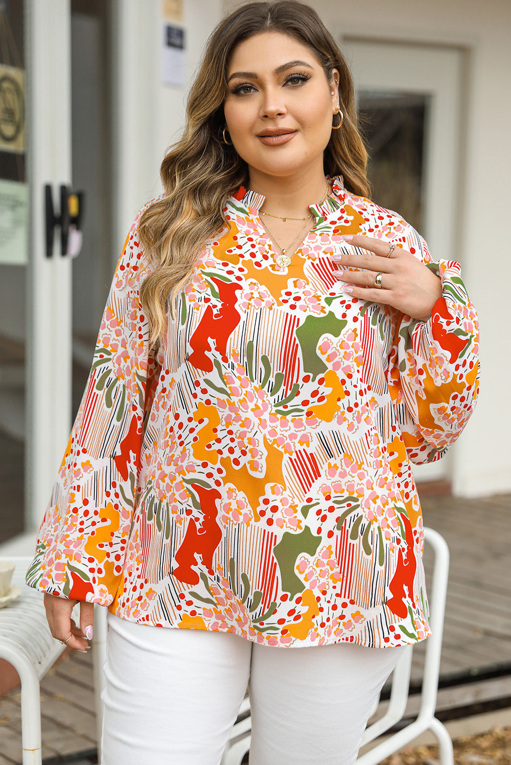 Orange Abstract Blouse