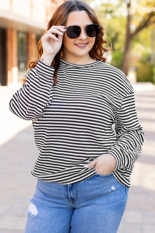 Black Stripe Drop Shoulder T-Shirt