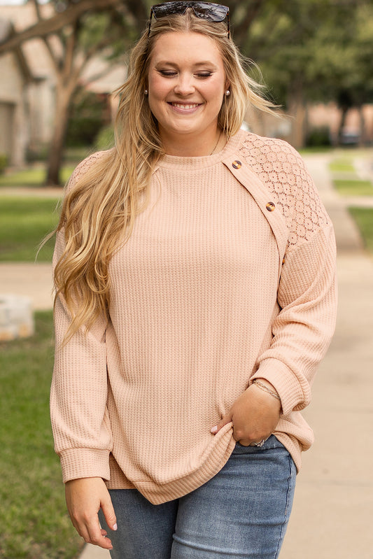 Beige Waffle Knit Top