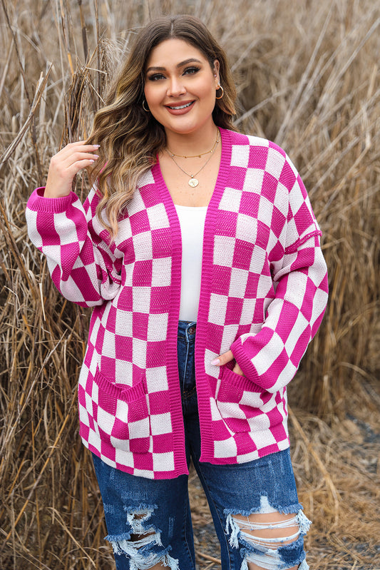 Bonbon Checkered Pattern Cardigan