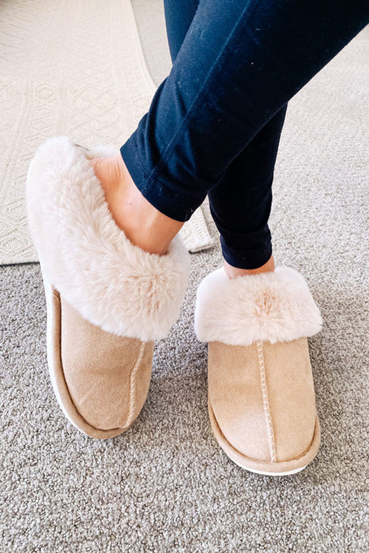 Khaki  Faux Suede Slippers