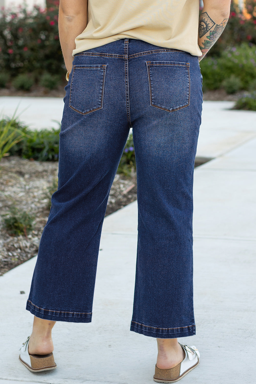 Navy Blue Wide Leg Jeans