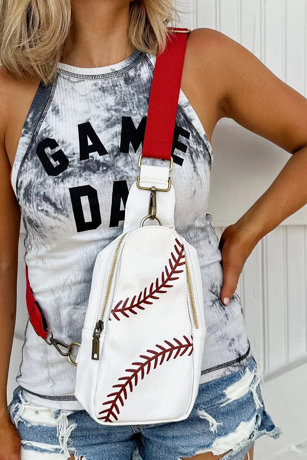 Baseball Leather Sling Bag