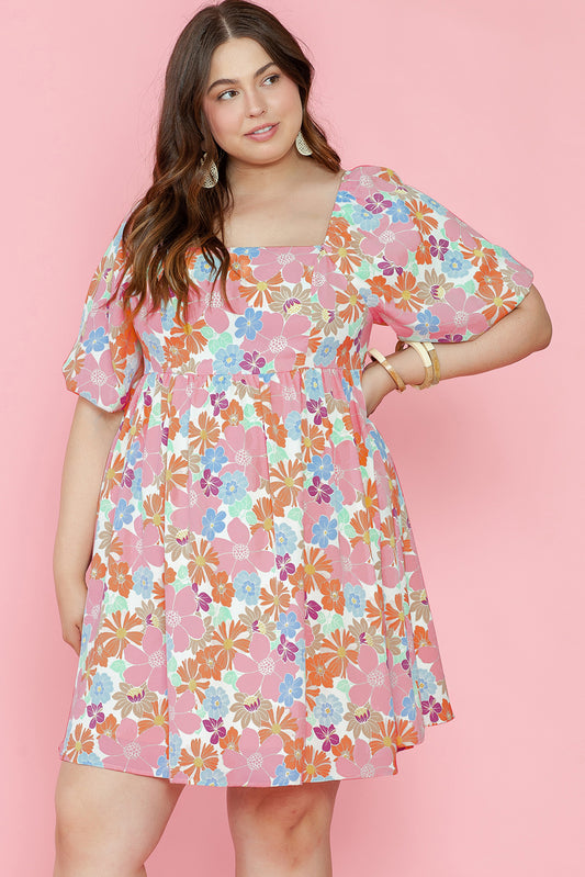 Floral Puff Sleeve Babydoll Dress