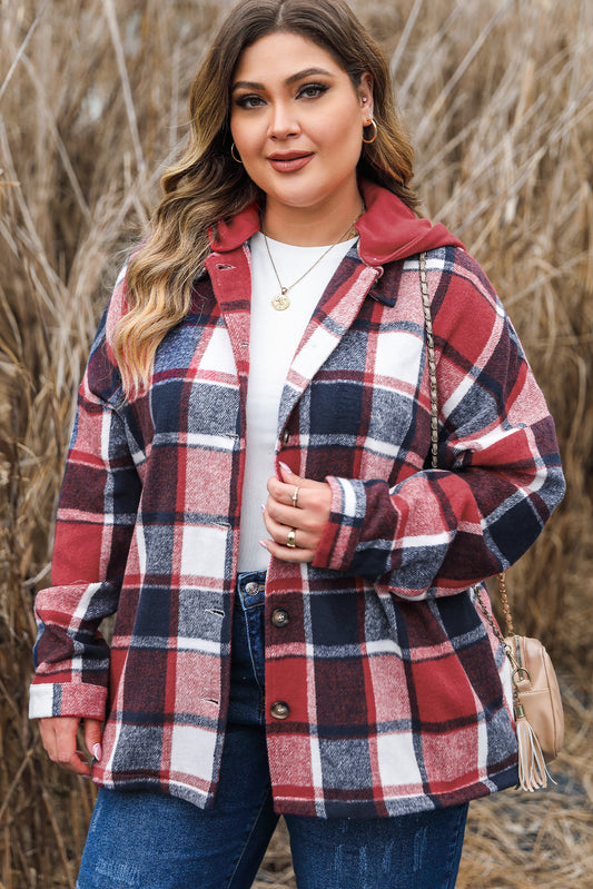 Red Plaid Hooded Jacket