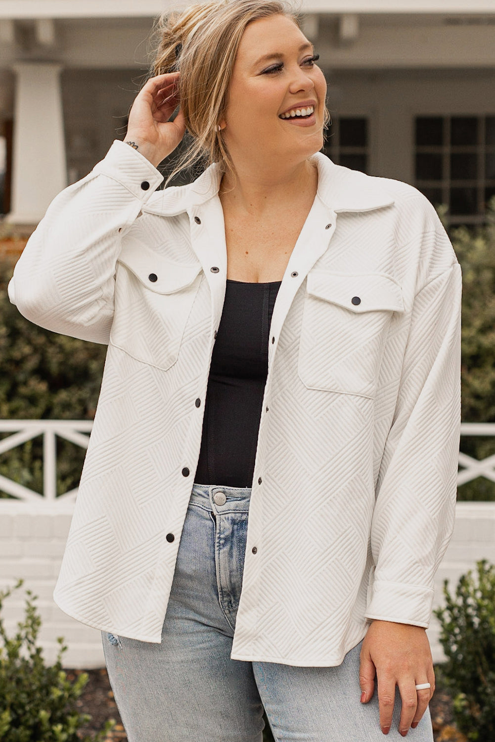 Textured Flap Pockets Jacket