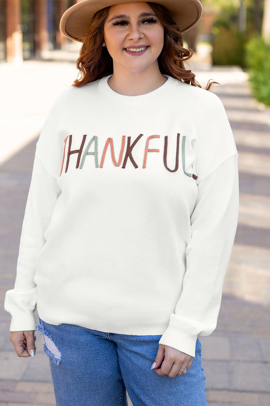 White Thankful Ivory Embroidered Sweater