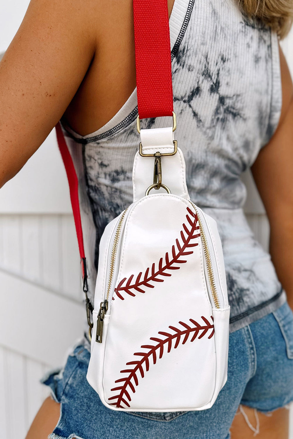 Baseball Leather Sling Bag