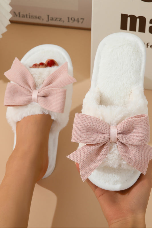 White Open Toe Slippers