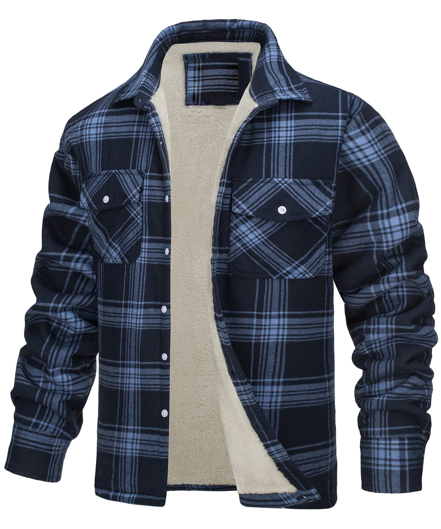 Plaid Sherpa Lined Button Jacket