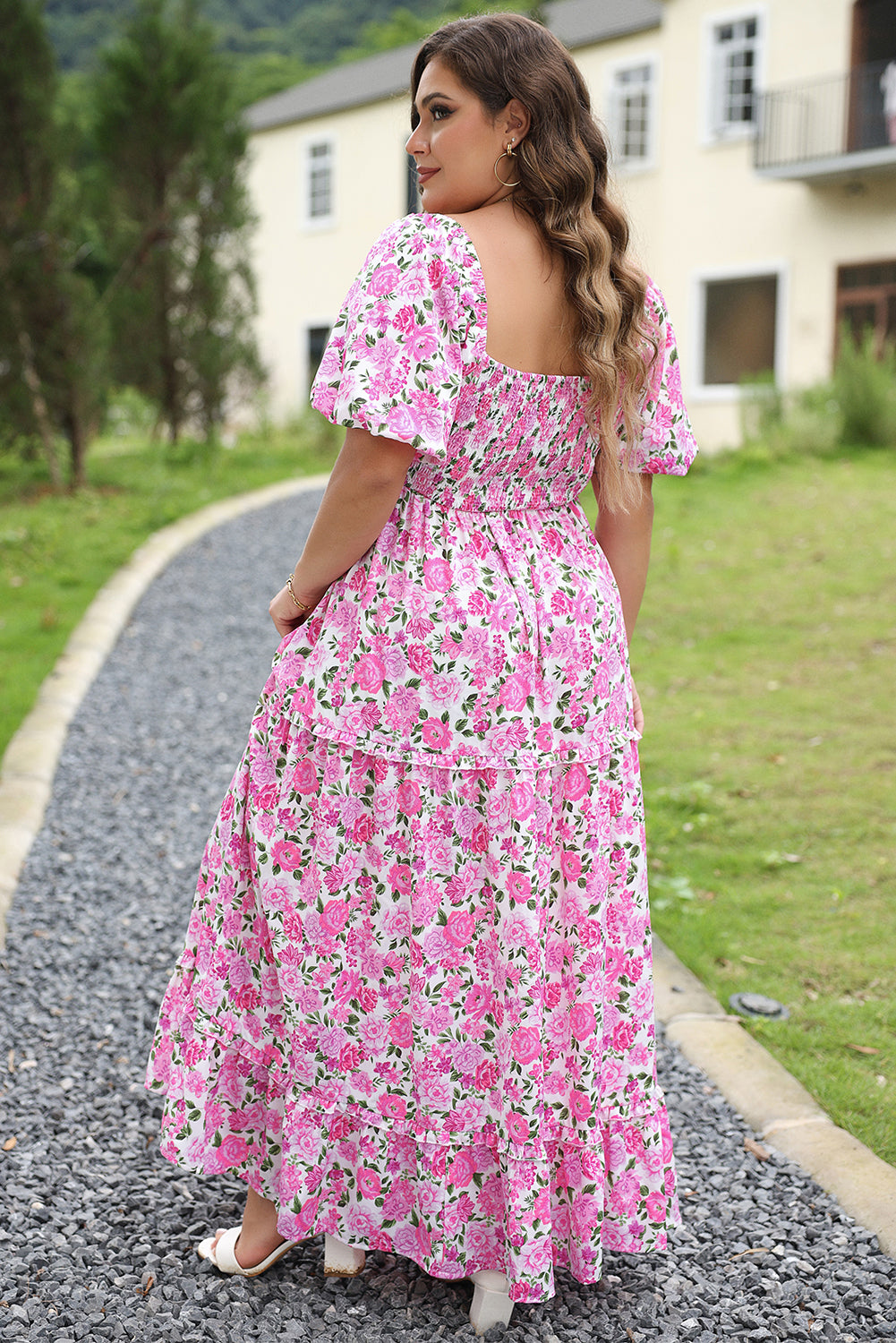 Floral Print Smocked Puff Sleeve Dress