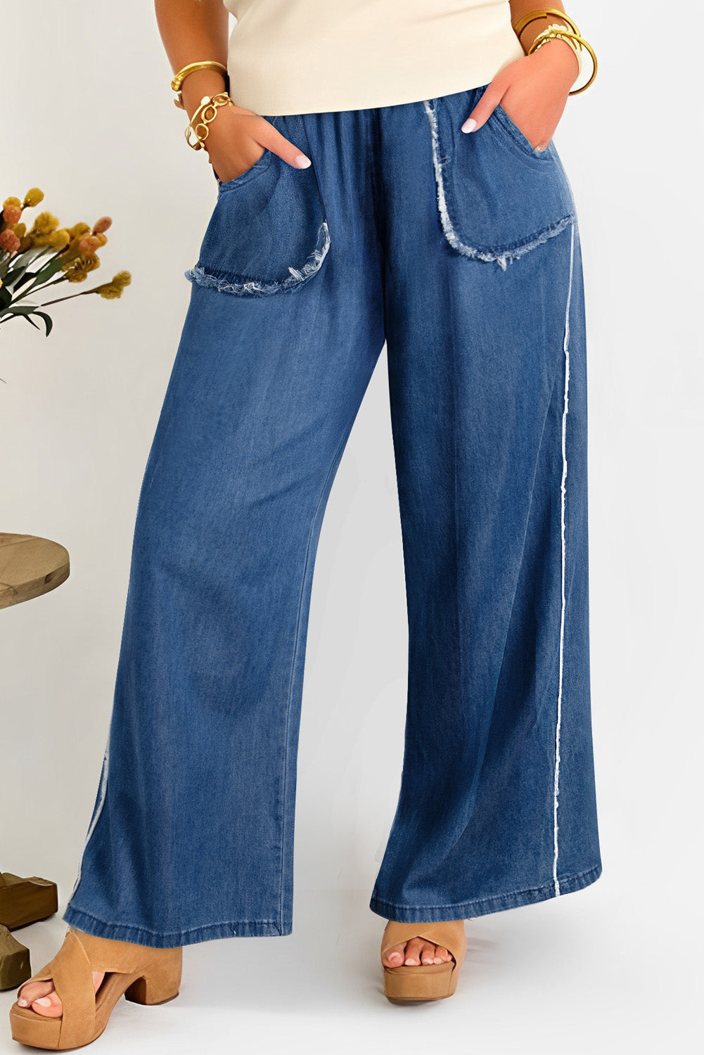 Sail Blue Chambray Loose Pants