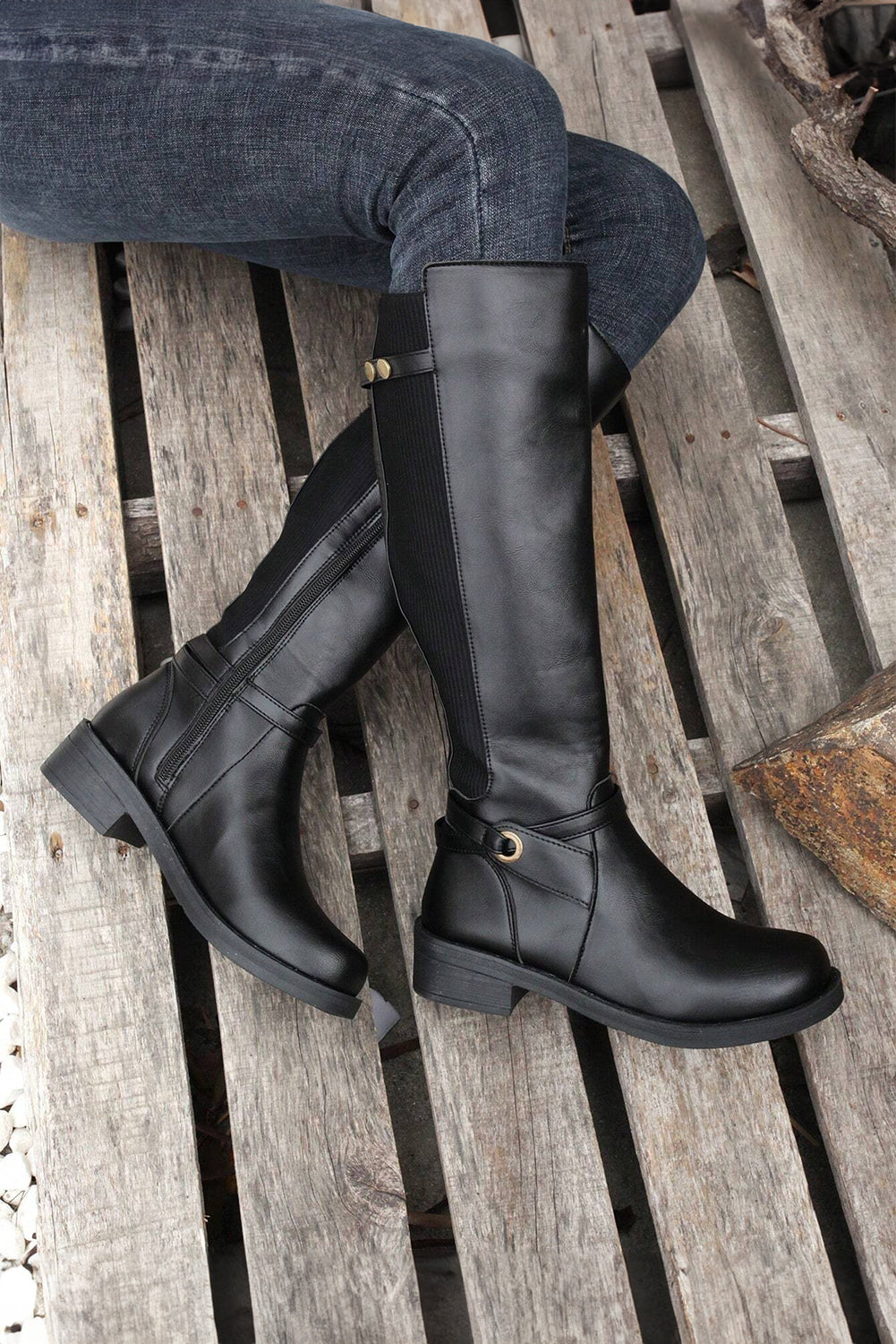 Knee High Chunky Low Heel Boots