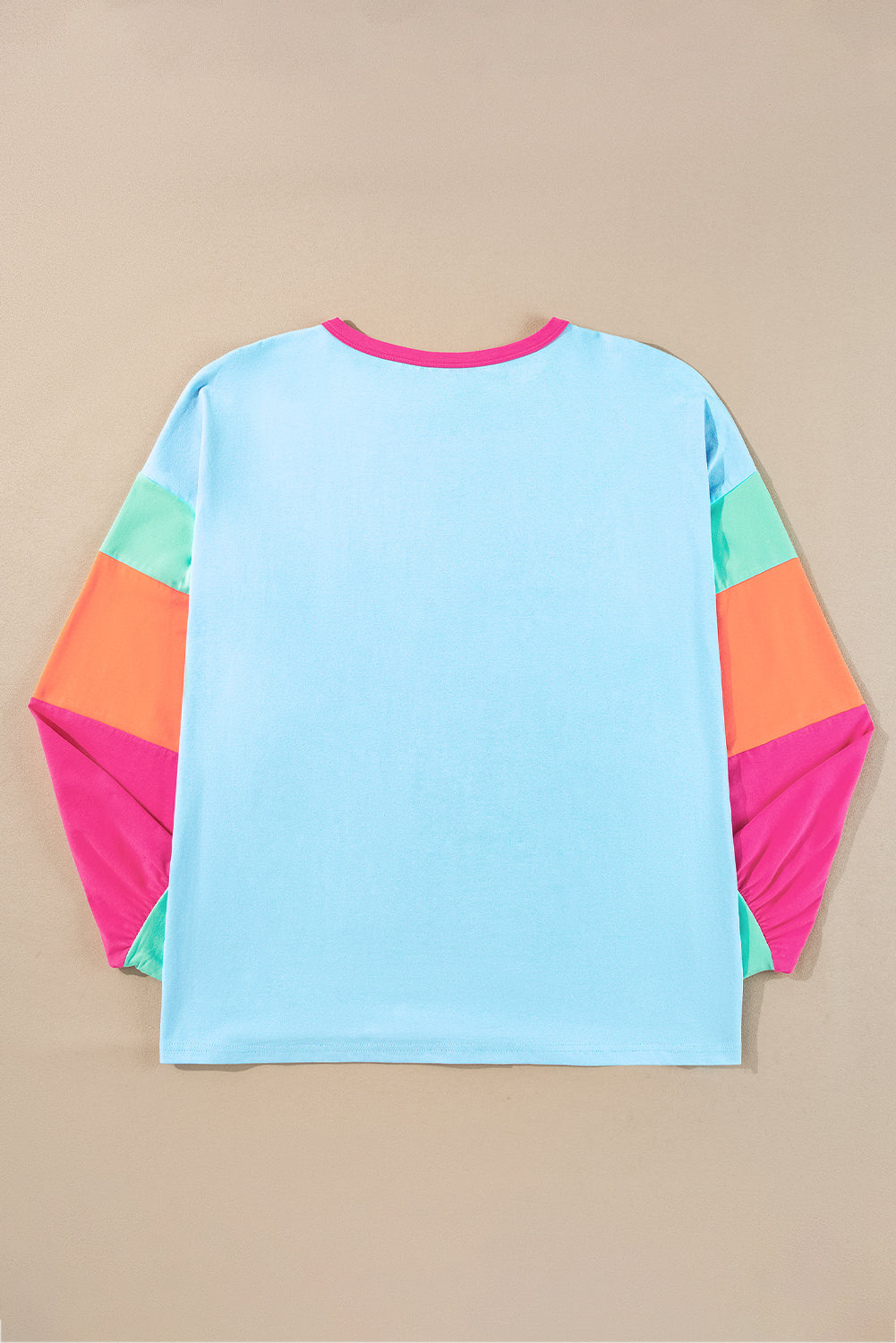 Blue Colorblock Patchwork Top