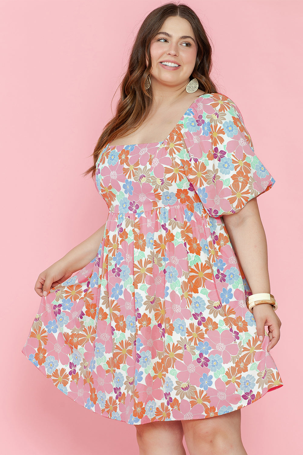 Floral Puff Sleeve Babydoll Dress