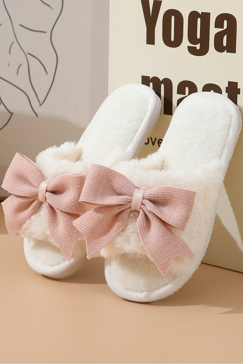 White Open Toe Slippers