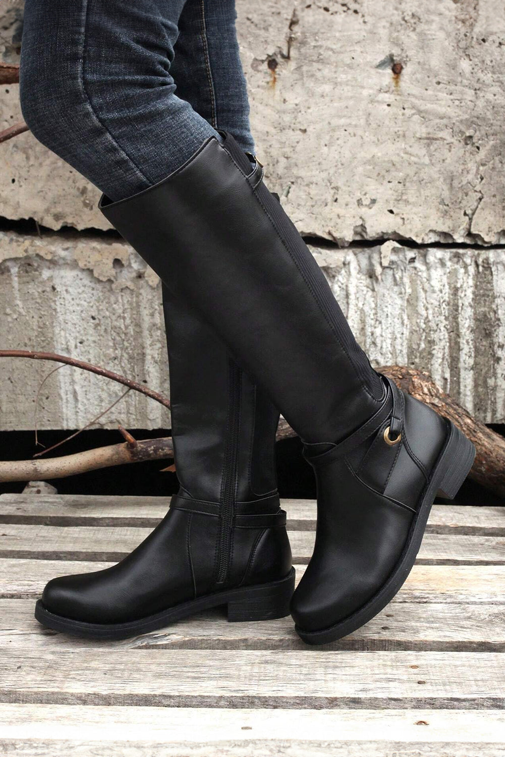 Knee High Chunky Low Heel Boots