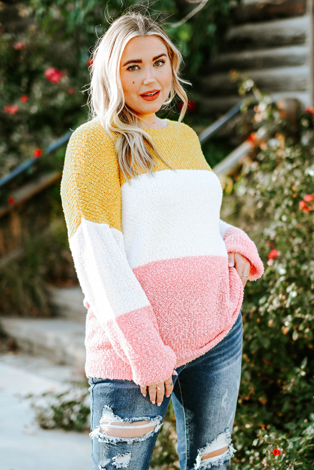 Yellow Colorblock Sweater