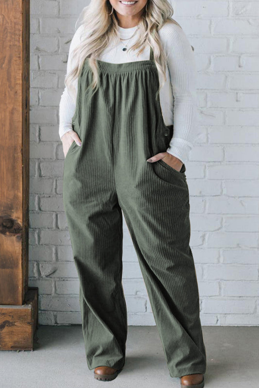 Jungle Green Corduroy Wide Leg Overall