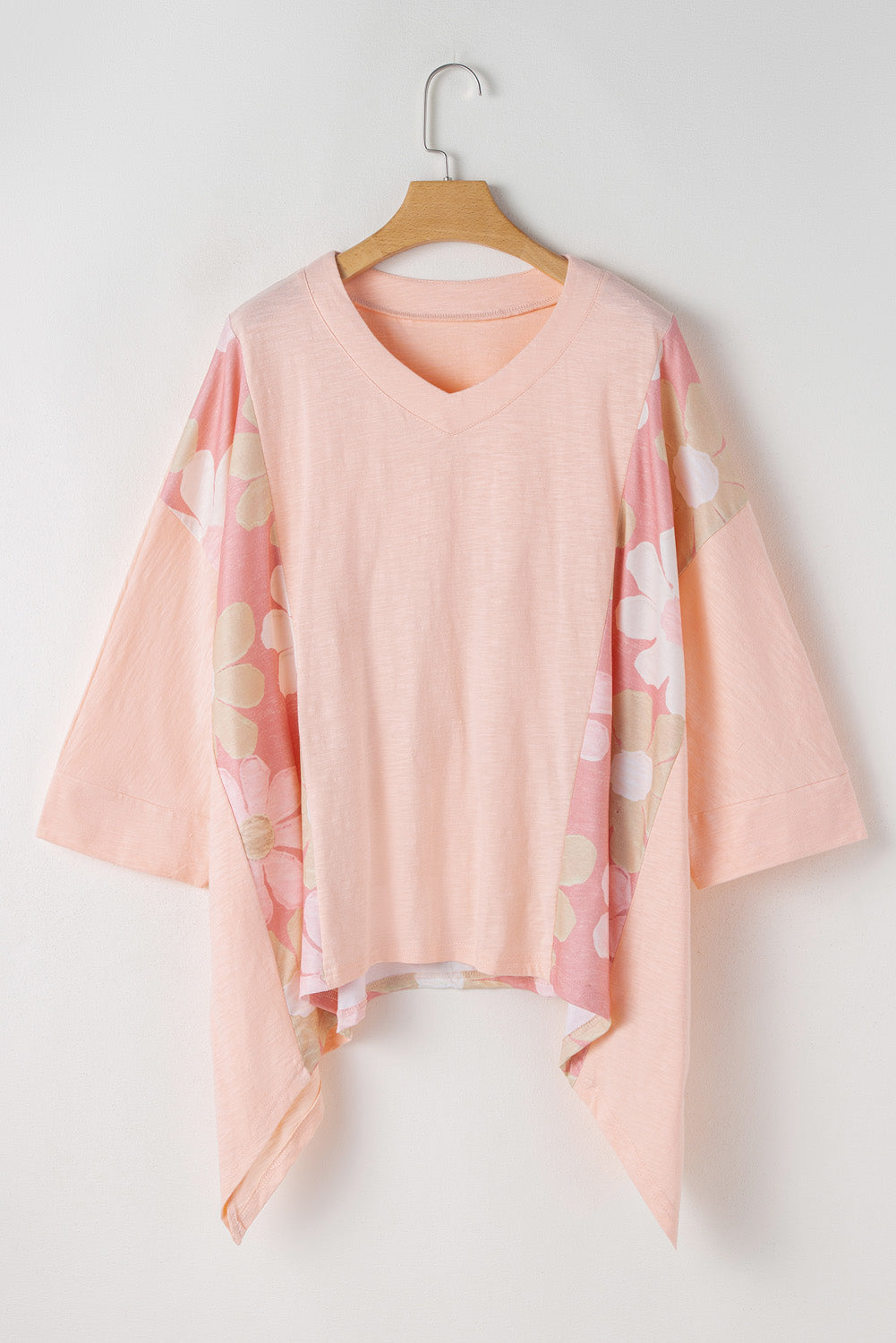 Apricot Pink Flower Patchwork Top