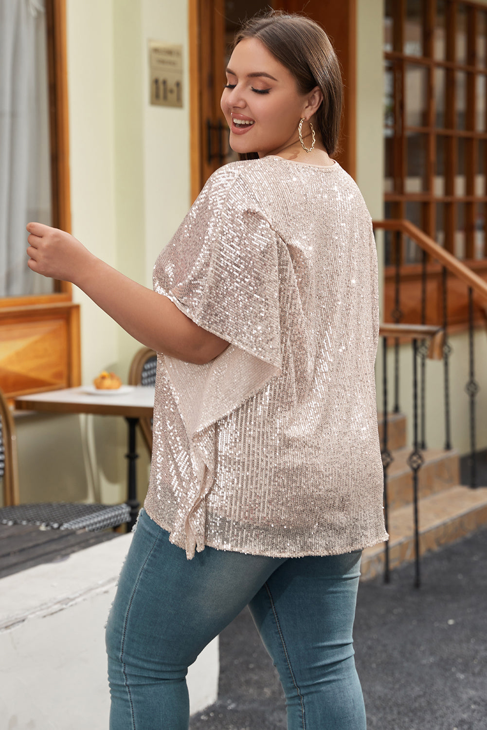 Apricot Sequined Top