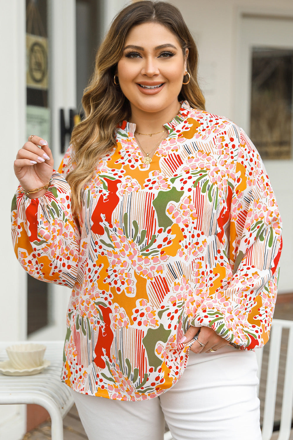 Orange Abstract Blouse