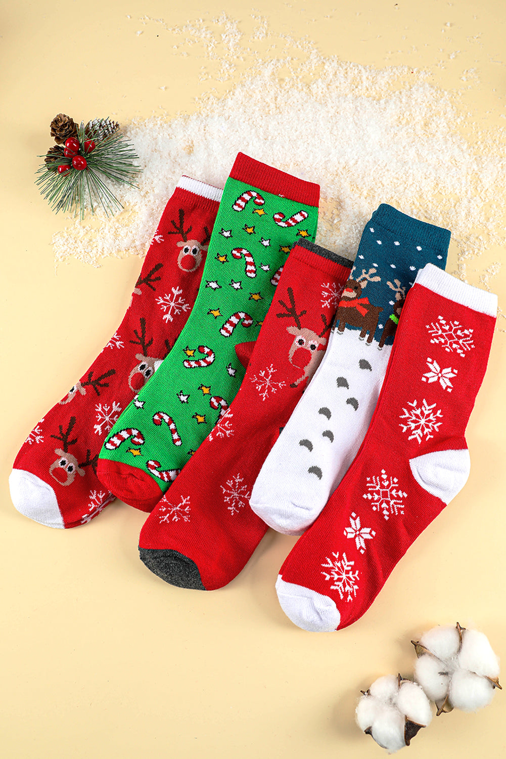 5 Pairs Christmas Socks Set with Box