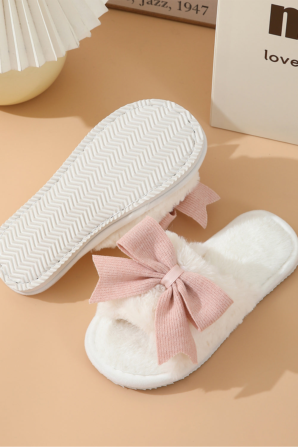 White Open Toe Slippers