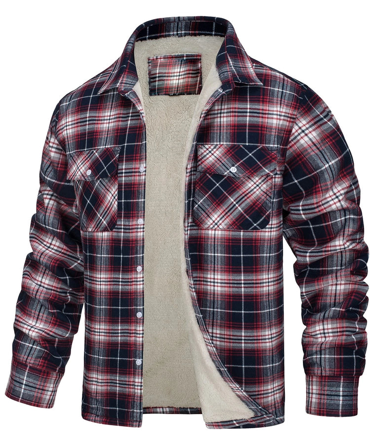 Plaid Sherpa Lined Button Jacket