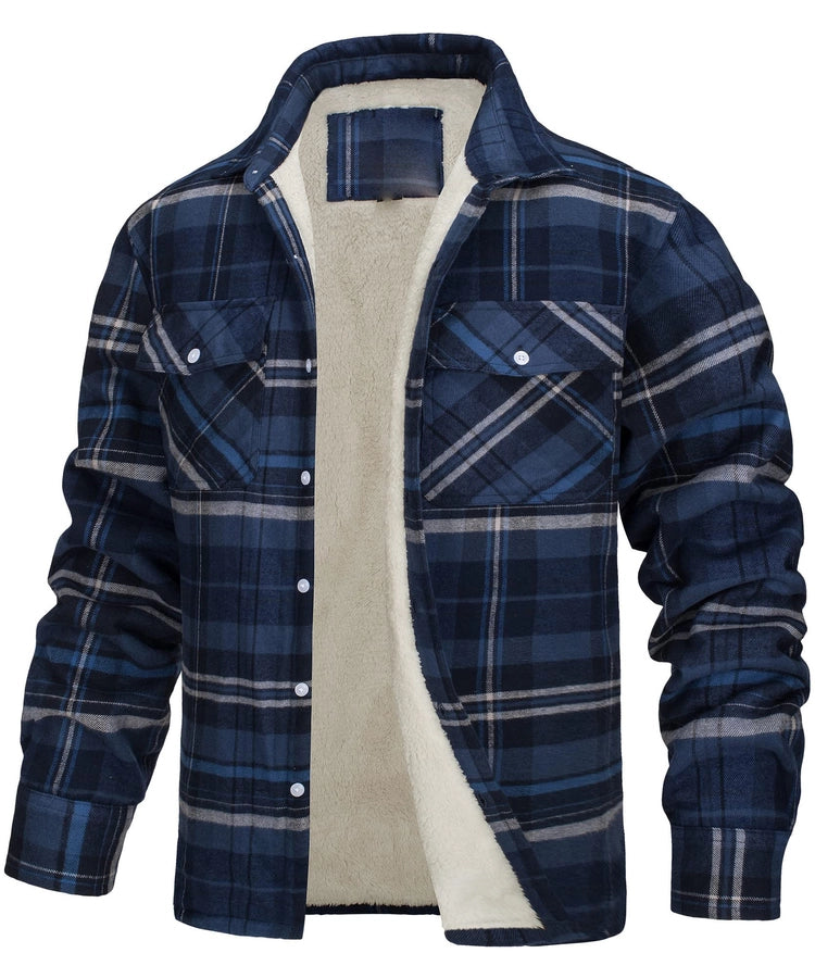 Plaid Sherpa Lined Button Jacket