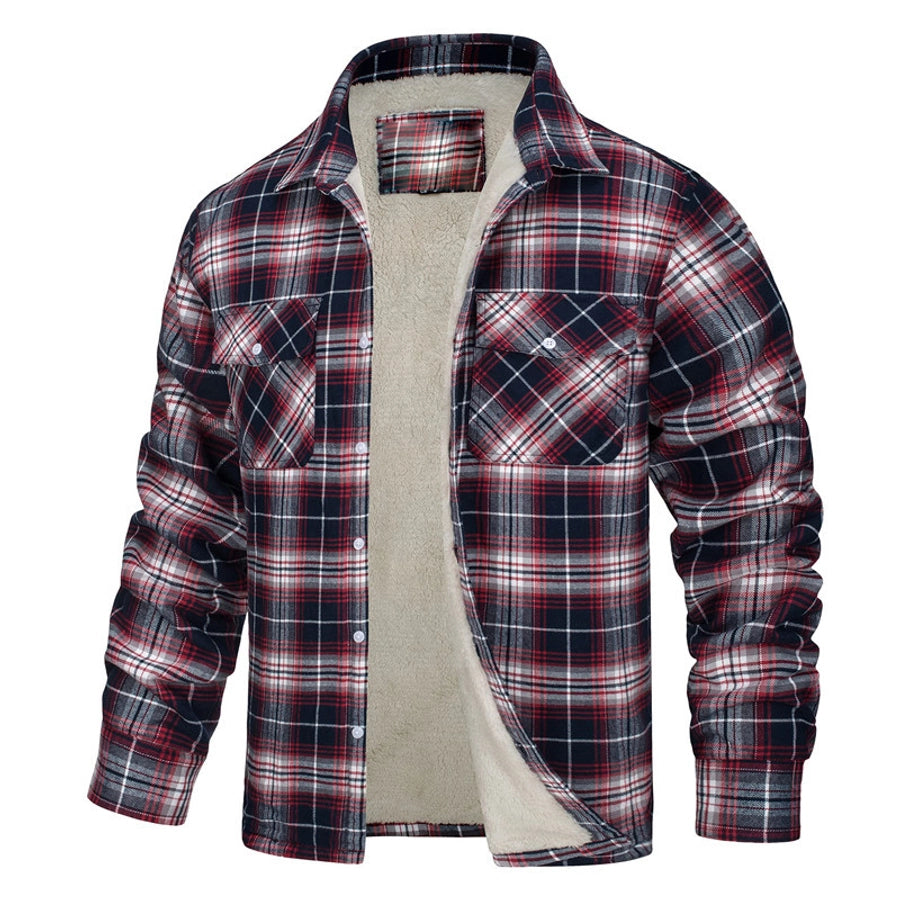 Plaid Sherpa Lined Button Jacket