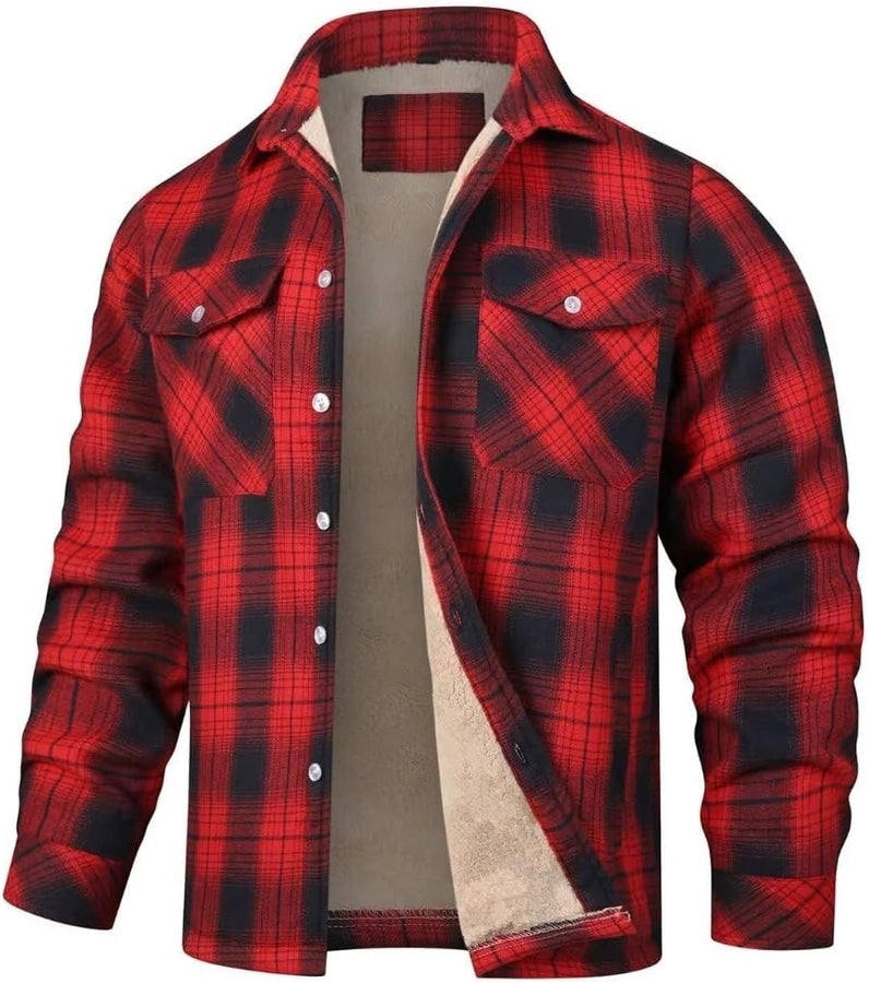 Plaid Sherpa Lined Button Jacket