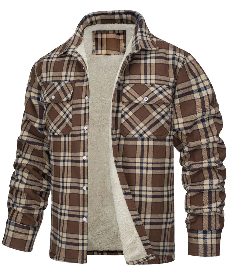 Plaid Sherpa Lined Button Jacket