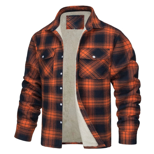 Plaid Sherpa Lined Button Jacket