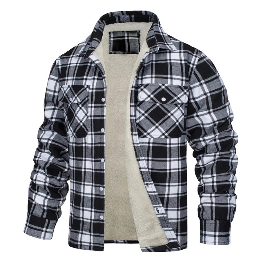 Plaid Sherpa Lined Button Jacket