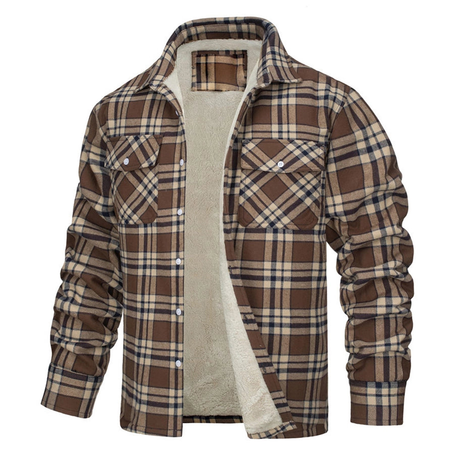 Plaid Sherpa Lined Button Jacket