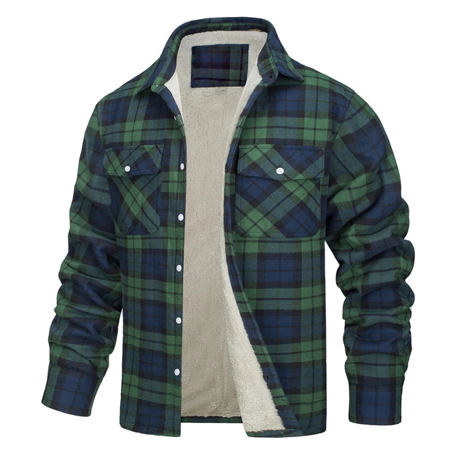 Plaid Sherpa Lined Button Jacket