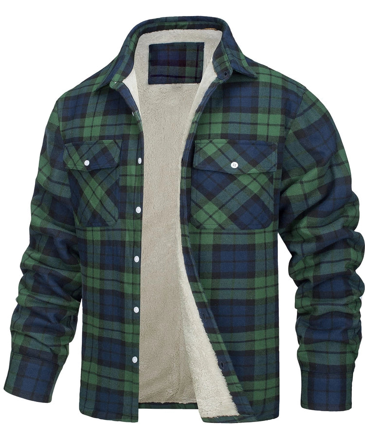 Plaid Sherpa Lined Button Jacket