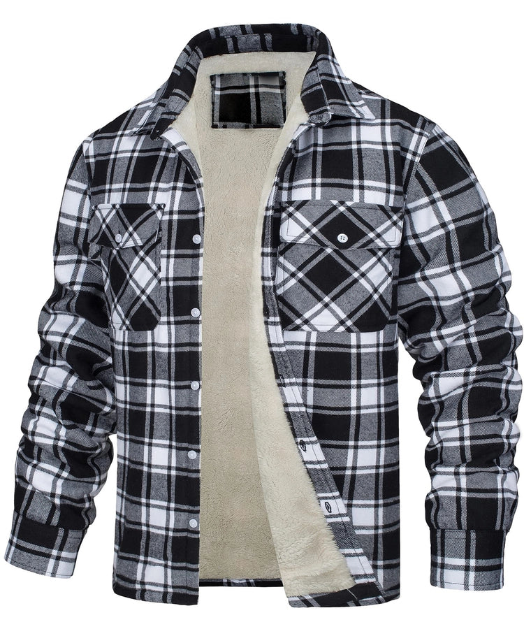 Plaid Sherpa Lined Button Jacket